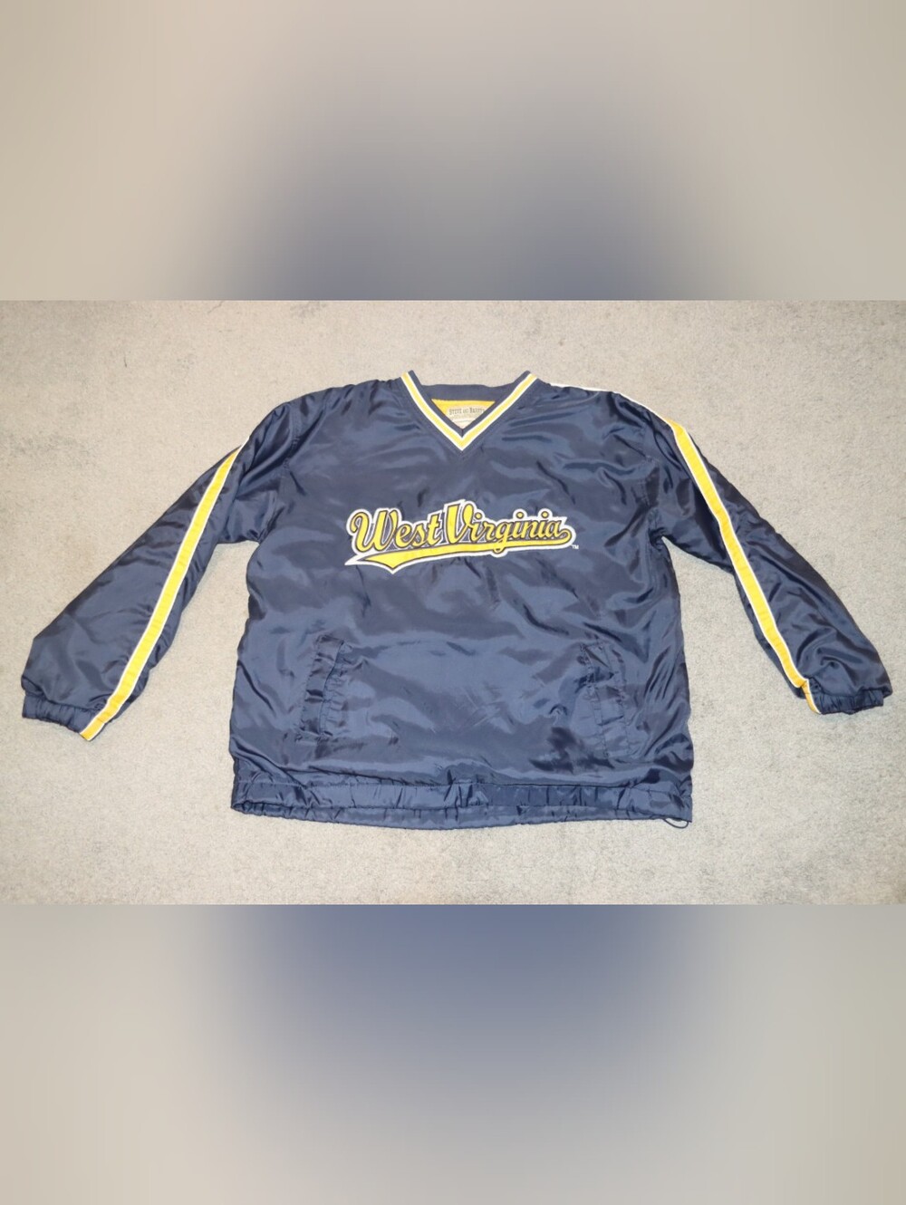 Steve And Barry's West Virginia Pullover Mens Large, Dark Navy, Yellow Stripe